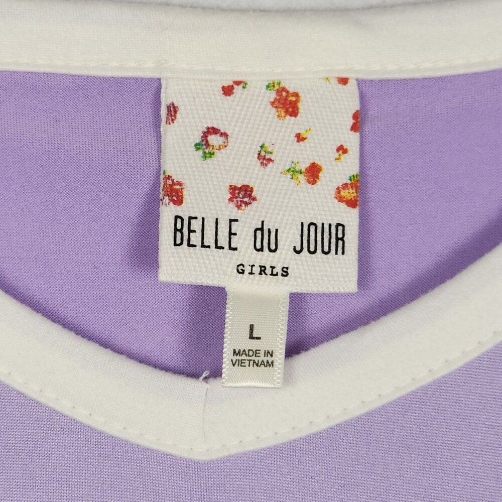 Belle du Jour Lot of 3 Girls Shirts L-XL Love Happy Graphic Blue Yellow Purple - Picture 9 of 16